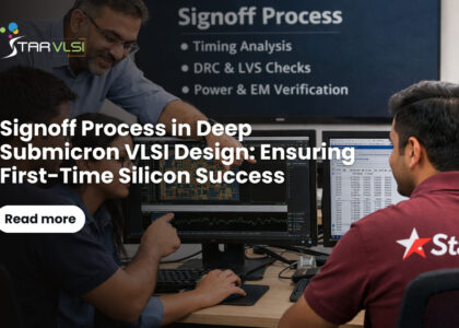 The signoff phase represents the final safeguard in the VLSI design flow. It integrates multiple verification disciplines to ensure that the design is electrically correct, physically manufacturable, and reliable over its operational lifetime. Through rigorous analysis of timing behavior, parasitic effects, power distribution, reliability limits, and physical rules, engineers can dramatically increase the probability of first-time silicon success. As semiconductor technologies continue to scale and design complexity grows, the importance of a robust signoff methodology will only increase. For engineers and students entering the field, understanding the principles behind signoff verification is essential for building reliable, high-performance integrated circuits. If you want to explore these technologies yourself, join our courses at www.starvlsi.com and subscribe to our blogs.